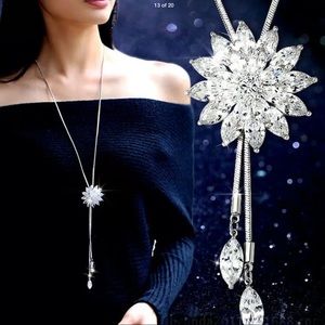 New SliderLong Tassel Crystal Flower Sweater Chain